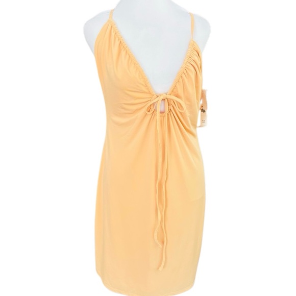 NWT Abercrombie & Fitch Slip Style spaghetti strap cutout peach dress size L. - Picture 1 of 7